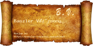 Baszler Vázsony névjegykártya